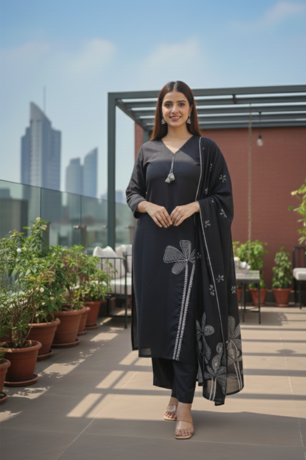 Pure Muslin Partywear Set with Heavy Beadswork