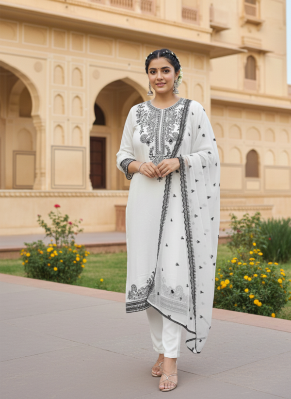 Pure Muslin Suit with Cotton Lining & Embroidery