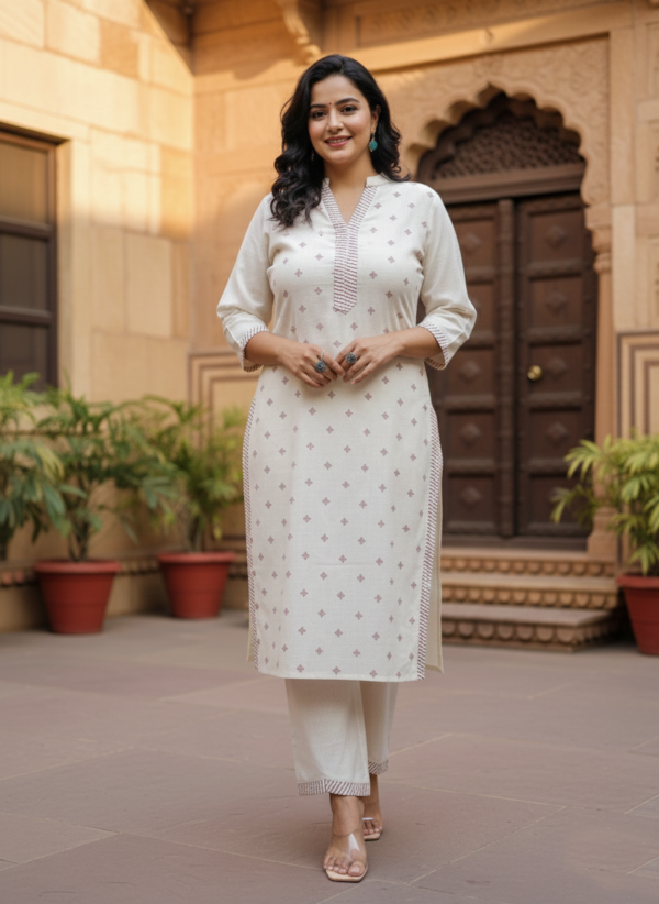 Cotton Flex Palazzo Set with Embroidered Yoke and Sleeves