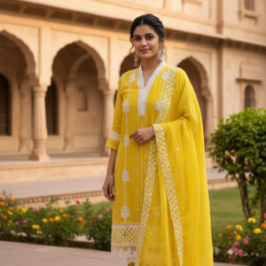 Pure Organza V-Neck 3PC Set