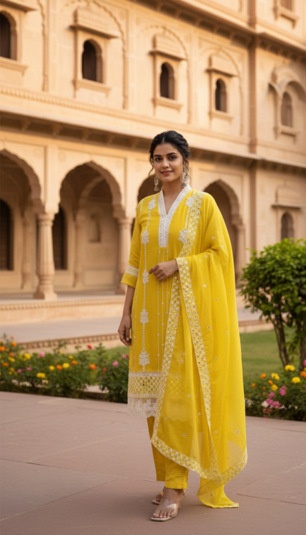 Pure Organza V-Neck 3PC Set