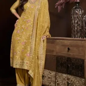 3PC Set with Zari Neckline Work