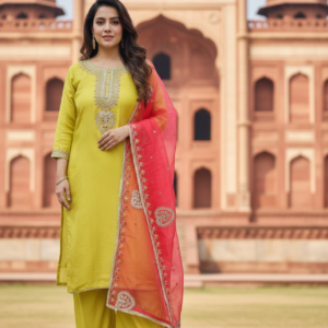 Premium Partywear 3PC Suit Set with Zari Embroidery & Handwork