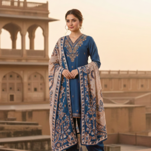 German Rayon Short Kurta Style 3PC Suit Set with Afghani Pants