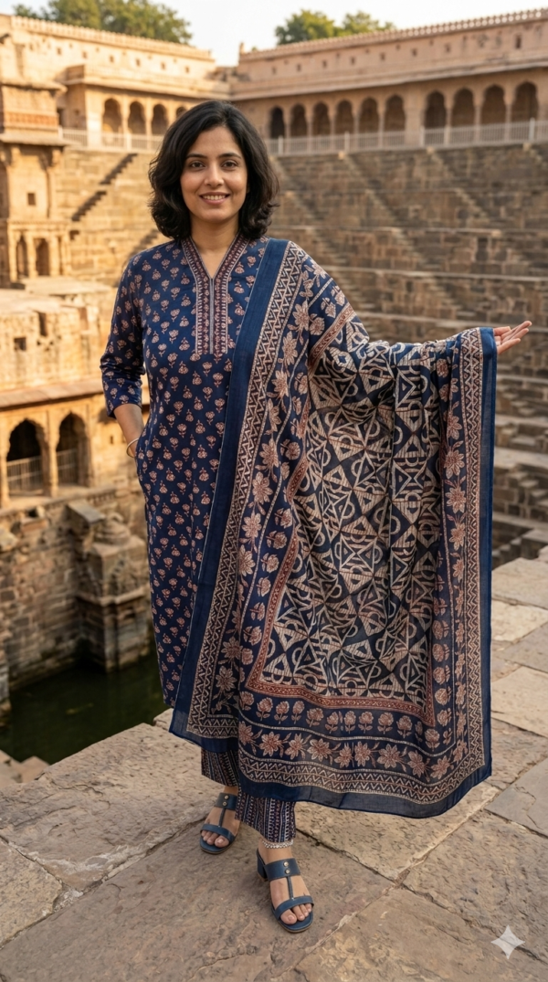 Cotton 3PC Suit Set with Sequins Work