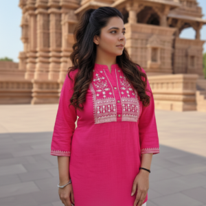 Embroidered Cotton Slub Tunic