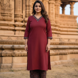 Ajrakh 2PC Set in Cotton Flex with Mirror & Sequin Work