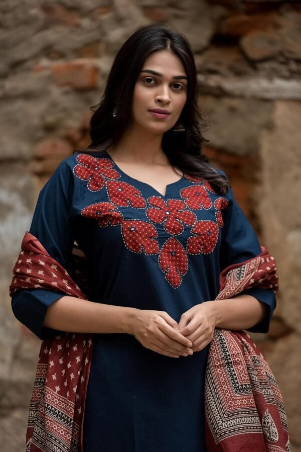 Premium Designer Cotton 3PC Suit Set with Elegant Appliqué Work