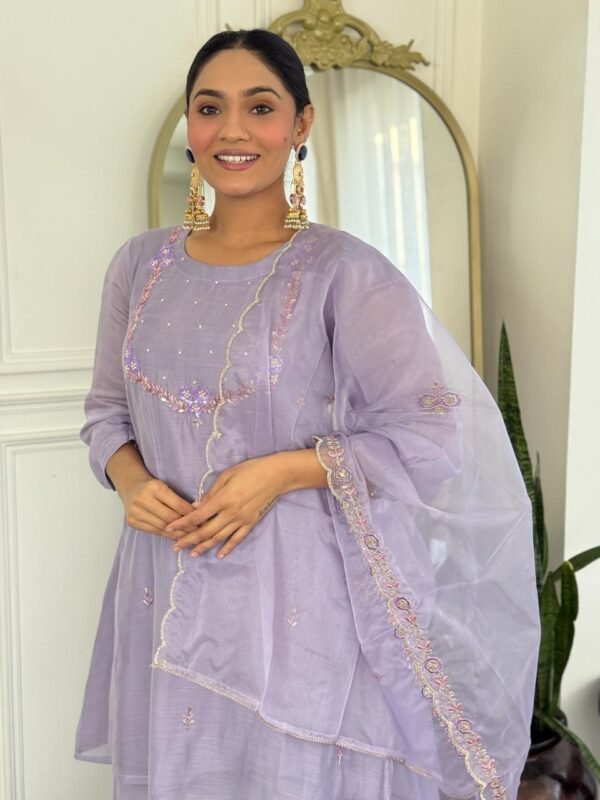 Mal Chanderi Partywear 3PC Suit Set with Kali Palazzo