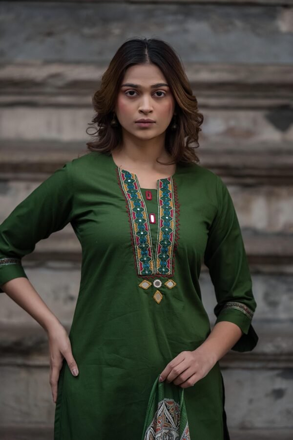 3PC Suit Set with Embroidered Yoke