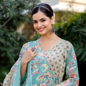 Noor Angrakha Pure Cotton Anarkali 3PC Set