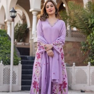 Cotton Dobby Embroidered 3PC Suit Set