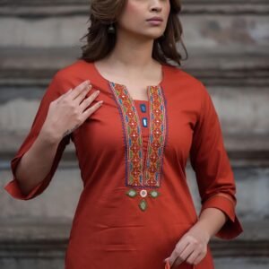 3PC Suit Set with Embroidered Yoke