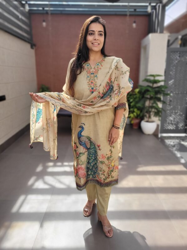 Mul Chanderi Kantha Work