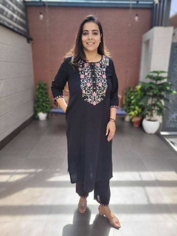 Embroidered Cotton Flex Palazzo Set