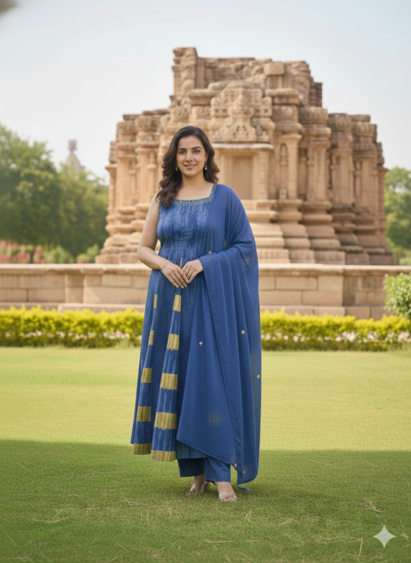 Spaghetti Strap Tie-Dye Anarkali 3PC Set