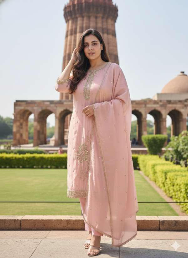 Row Silk Partywear 3PC Set with Heavy Beadswork