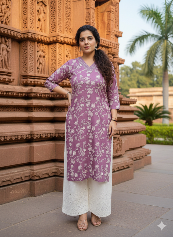 Elegant 350 Mirror 2PC Cotton Slub Set with Chikankari Palazzo