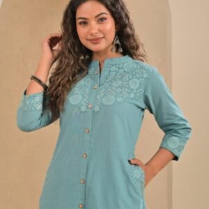 Embroidered Cotton Flex A-Line 2PC Set