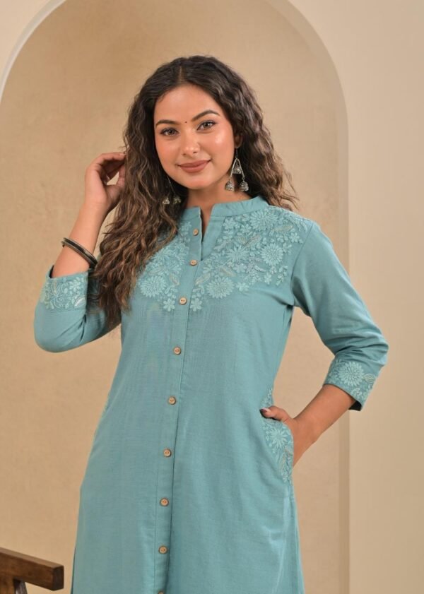 Embroidered Cotton Flex A-Line 2PC Set