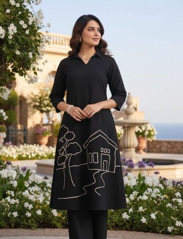 Cotton A-Line 2PC Set with Embroidery