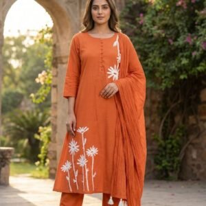 Elegant Aari Embroidered Cotton 3PC Set