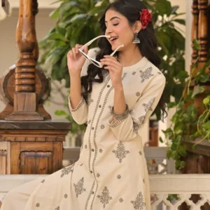 Fully Embroidered Cotton Flex 2PC Set