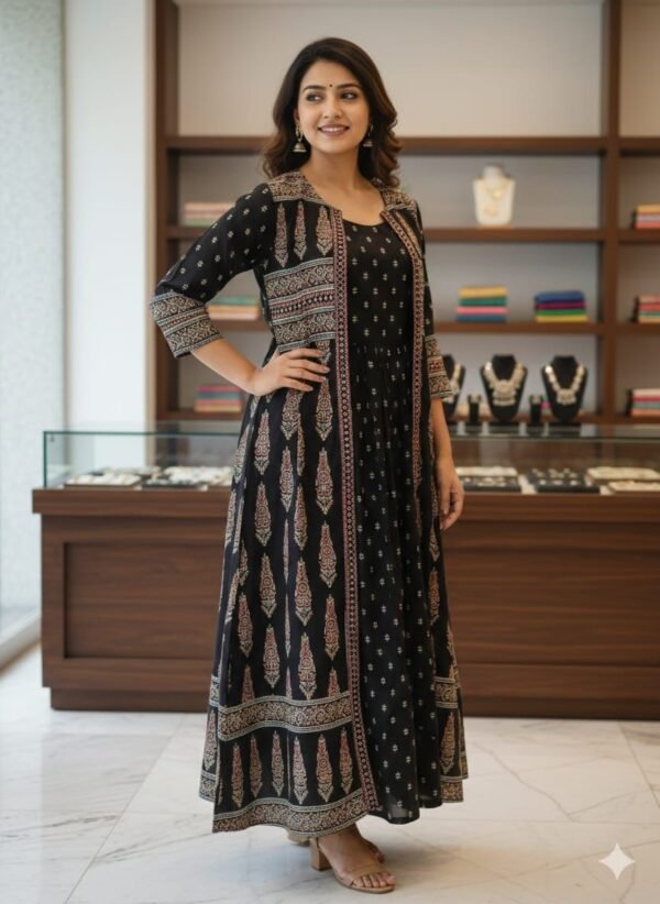 Premium Rayon Smocking Dress with Shrug