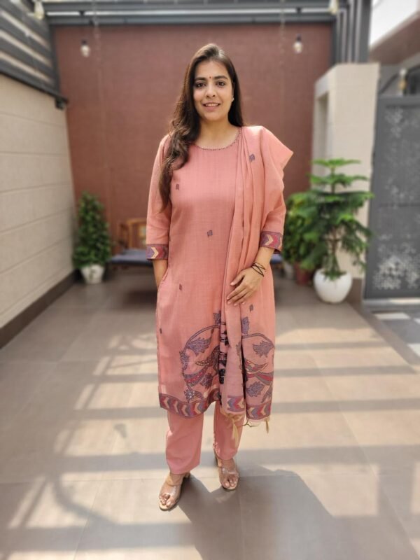 Jamdani Handloom 3PC Set with Beads Work