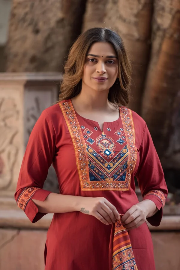 Dabu Cotton 3PC Set with Ajrakh Dupatta