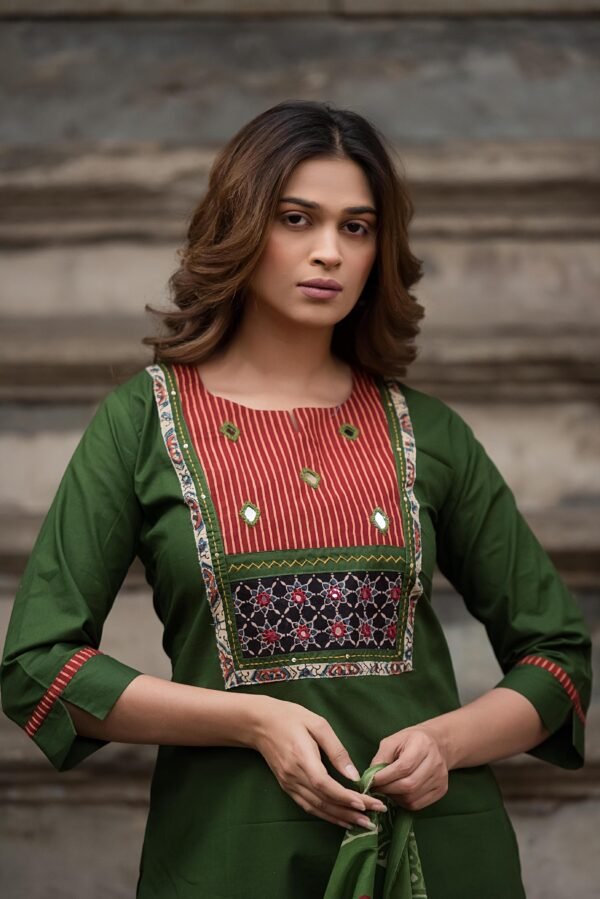 Dabu Cotton 3PC Set with Mirror Work
