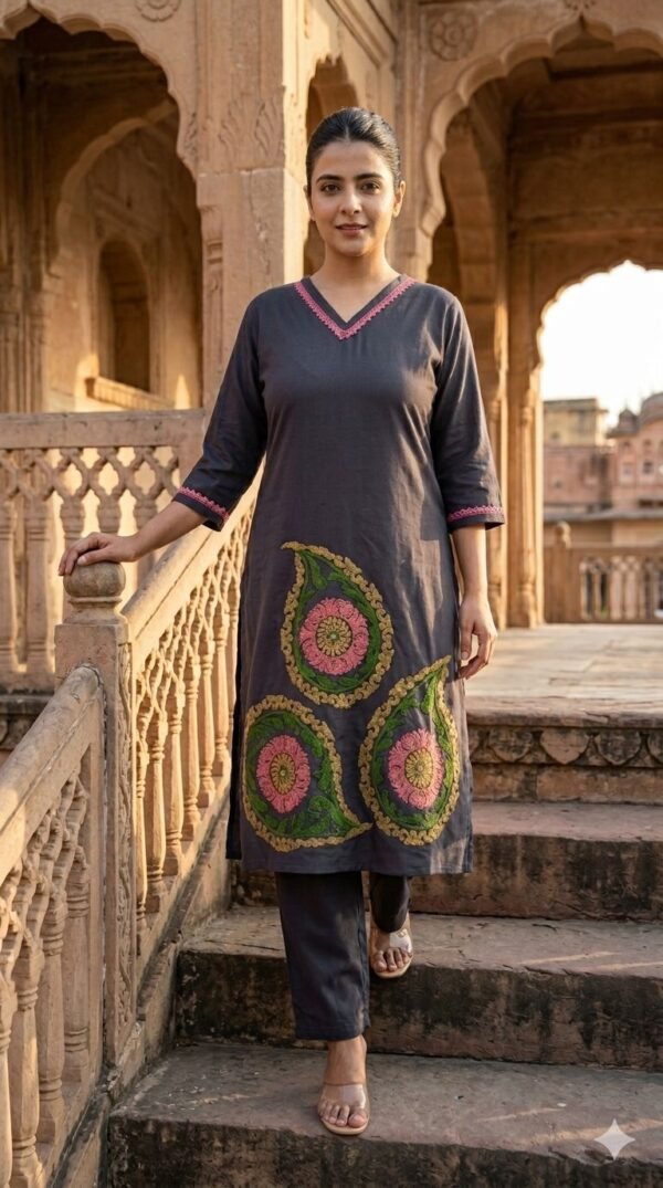 Stylish Cotton Flex 2PC Set with Aari Embroidery