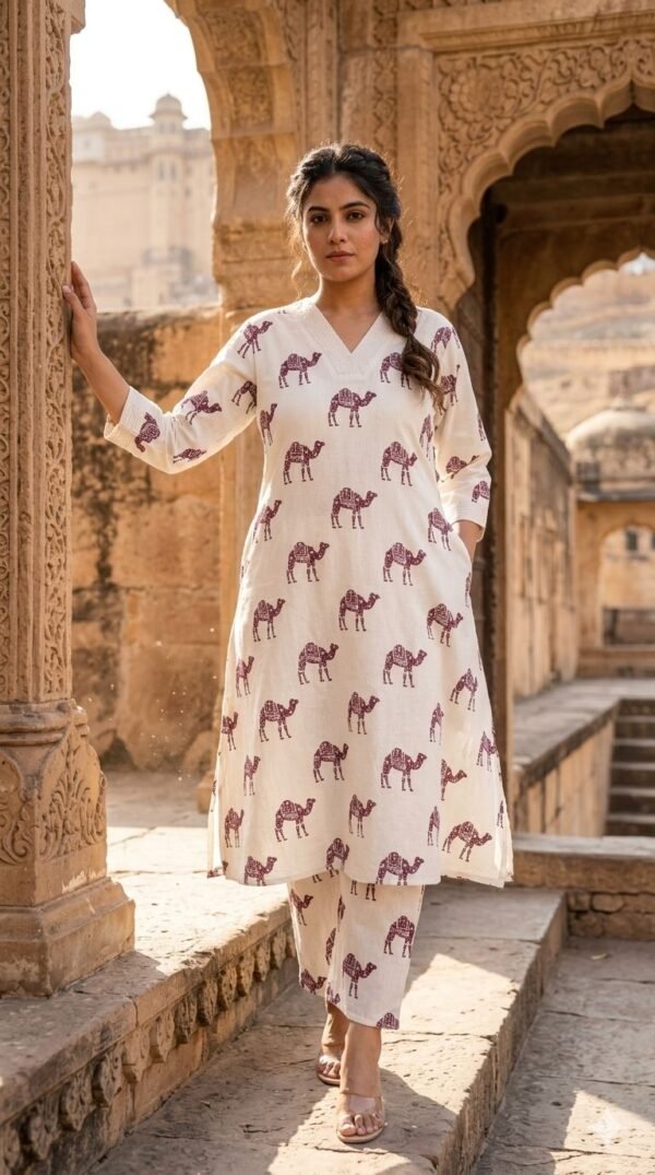 A-Line Cotton Flex 2PC Set with Embroidery