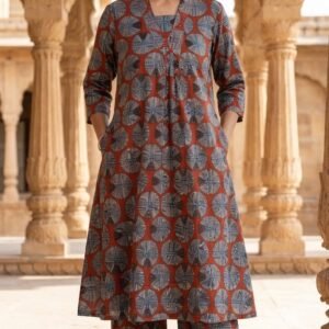 A-Line Cotton 2PC Set with Thread & Sequin Work