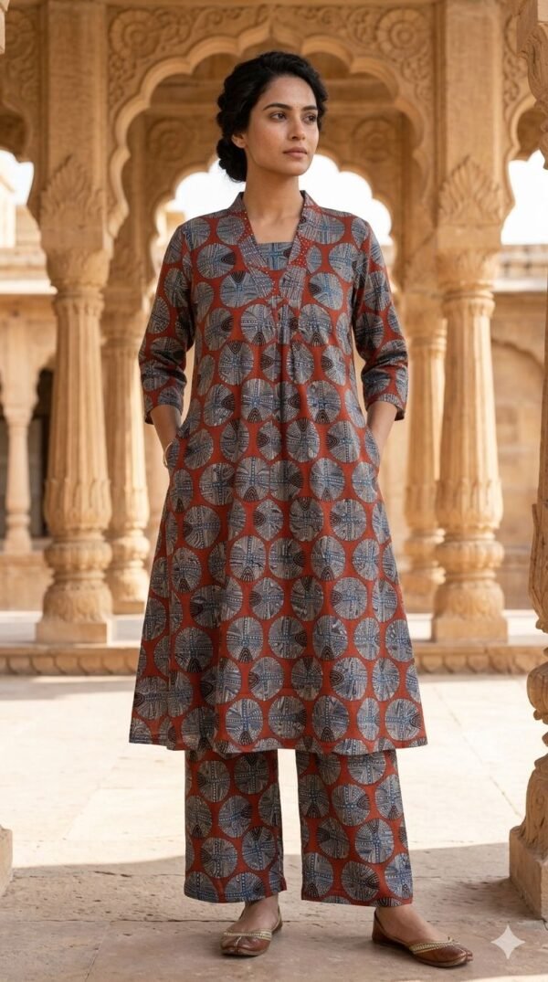 A-Line Cotton 2PC Set with Thread & Sequin Work