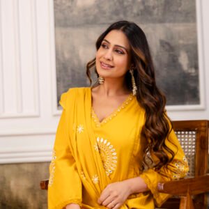 Cotton 3PC Set with Embroidery & Mirror Work