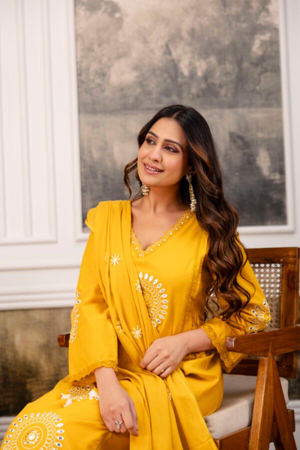 Cotton 3PC Set with Embroidery & Mirror Work