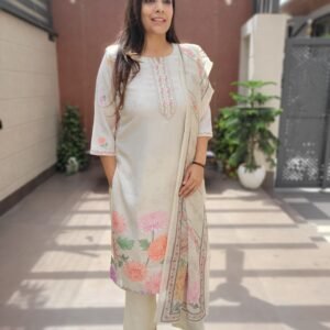 Linen 3PC Set with Handwork & Digital Dupatta