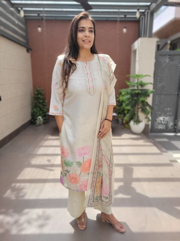 Linen 3PC Set with Handwork & Digital Dupatta