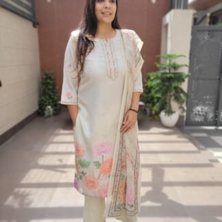 Linen 3PC Set with Handwork & Digital Dupatta