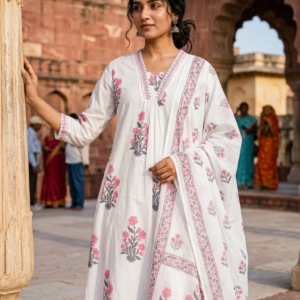 Cotton 3PC Set with Embroidered Neckline