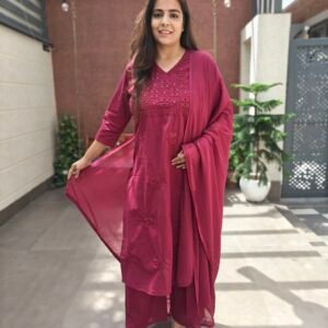 Angrakha Cotton 3PC Set with Embroidered Panel