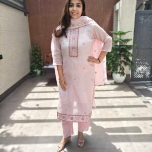 Kota Doriya 3PC Set with Embroidered Kurta & Dupatta