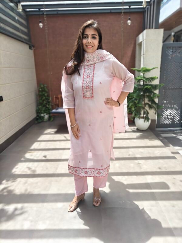 Kota Doriya 3PC Set with Embroidered Kurta & Dupatta