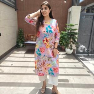 Cotton Slub Kurti with Scalloped Neckline