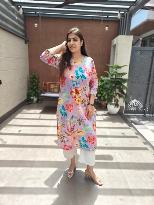 Cotton Slub Kurti with Scalloped Neckline