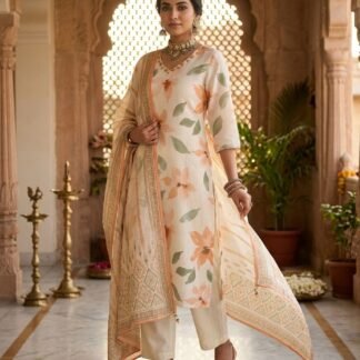 Linen 3PC Set with Handwork on Yoke