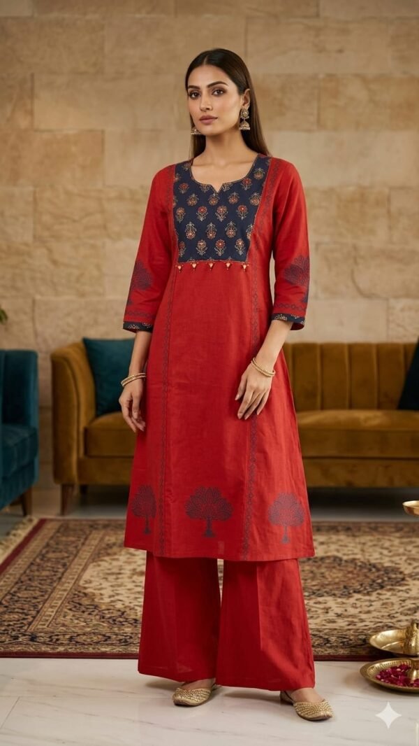 Dabu Cotton 2PC Set with Mirror Work