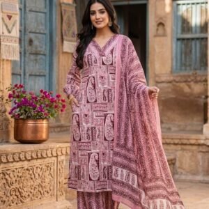 Cotton 3PC Set with Sequins Embellishment