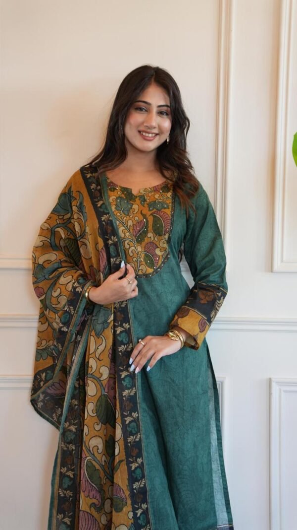 Kalamkari Cotton 3PC Suit Set with Handwork